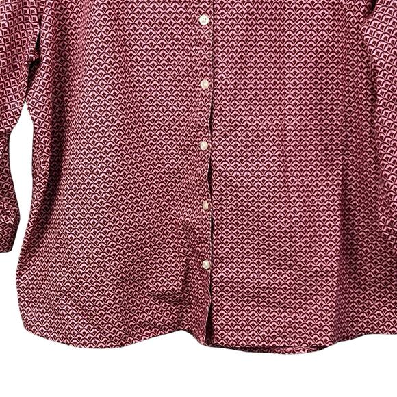 Lands End Pink Maroon No Iron Supima Button Down Shirt Size 18 Collared - Picture 3 of 9